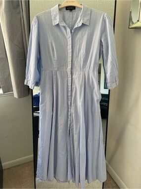 Miracle Berry Light Blue Collared Shirt Dress